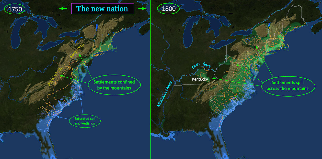 Settled Area Triples, 1750-1800 map